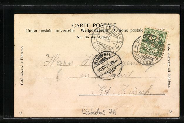 Cartoline postali: Winterthur, Bahnhofplatz aus der Vogelsc – Usato da Berlin venduto da bartko-reher 1