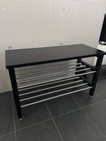 TJUSIG bench with shoe storage, black, 81x34x50 cm