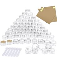 60x Kosmetiktiegel 5ml Kunststoff leer mit Spatel und Aufkle