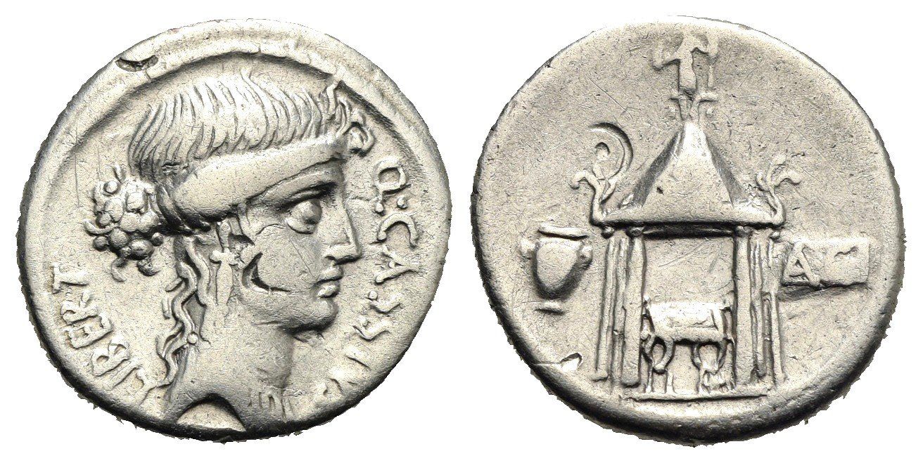 Alle Münzen: Q. Cassius LONGINUS AR Denarius (55 BC) – Gebraucht aus La Sarraz von classicworldcoins