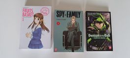 Manga-Set: Fruits Basket, Spy x Family & Seraph Band 1