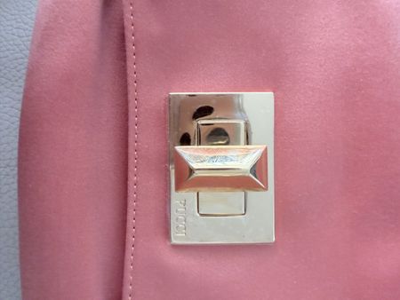 Clutch Pucci bag, Pink Satin with Gold Hardware
