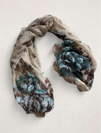 Tuch floral Muster beige/tuerkis guter Zustand 170x75cm