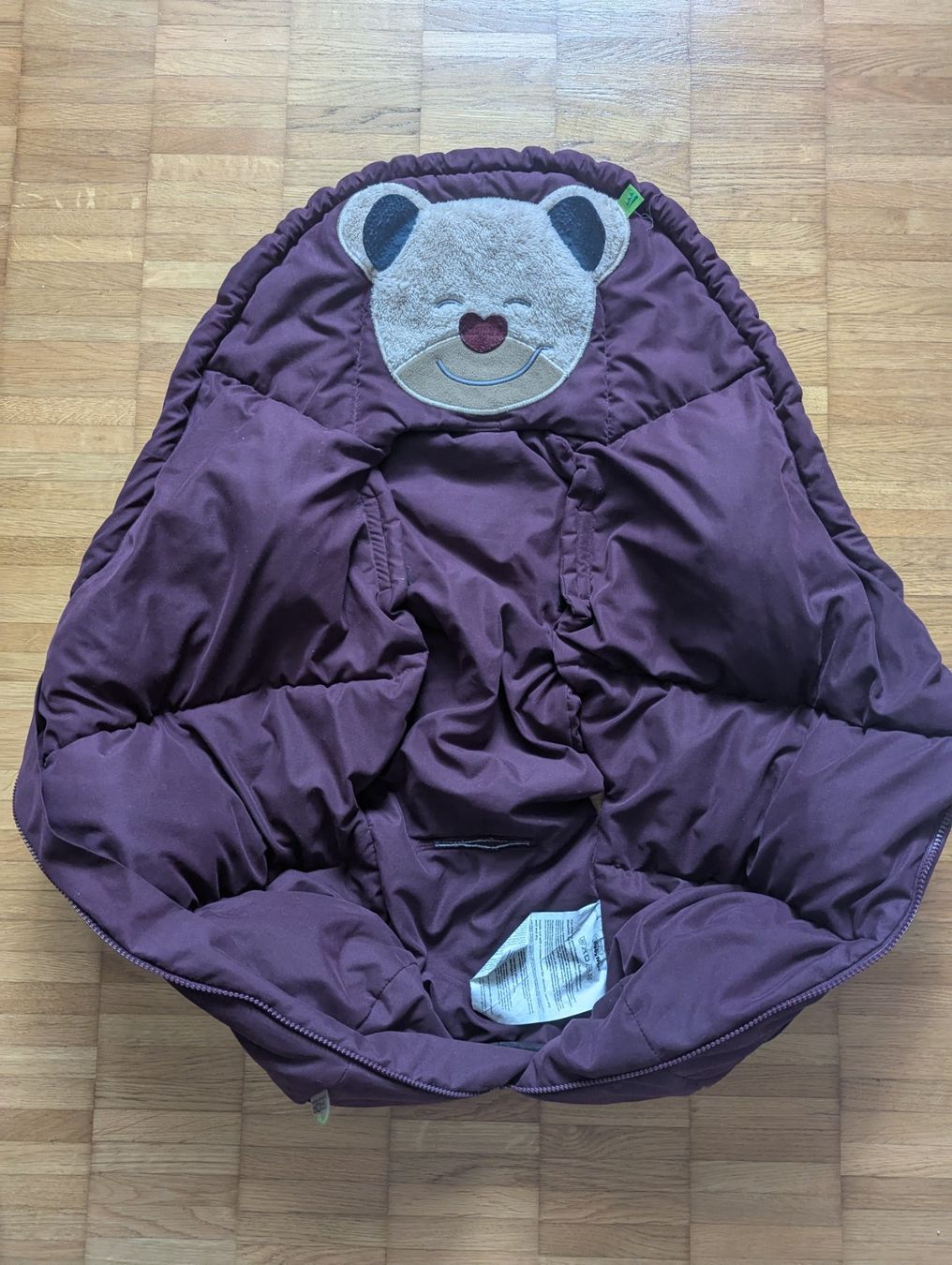 Odenwälder Fußsäckchen Mucki Für Babyschale Größe 0 – Mit Kuscheligem Teddygesicht, Classic Black Berry
