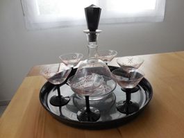 Karaffe mit Tablar und 6 Gläsern
