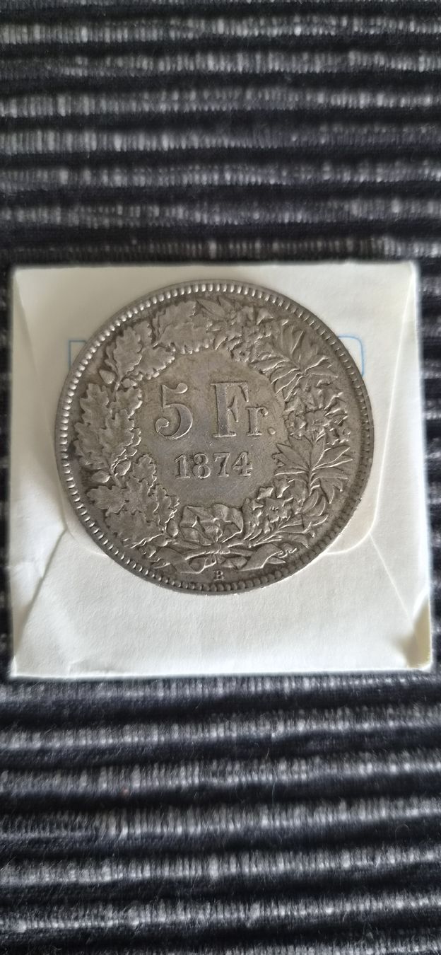 Tutti le monete: 5 Franken 1874    B – Usato da Bern venduto da BullseyeCH
