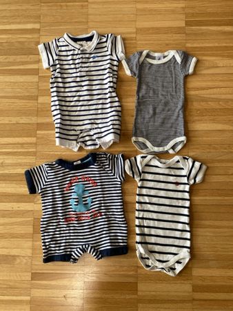 4 pcs Baby Boy Short Sleeve Romper Bodysuit Size 56 - 60