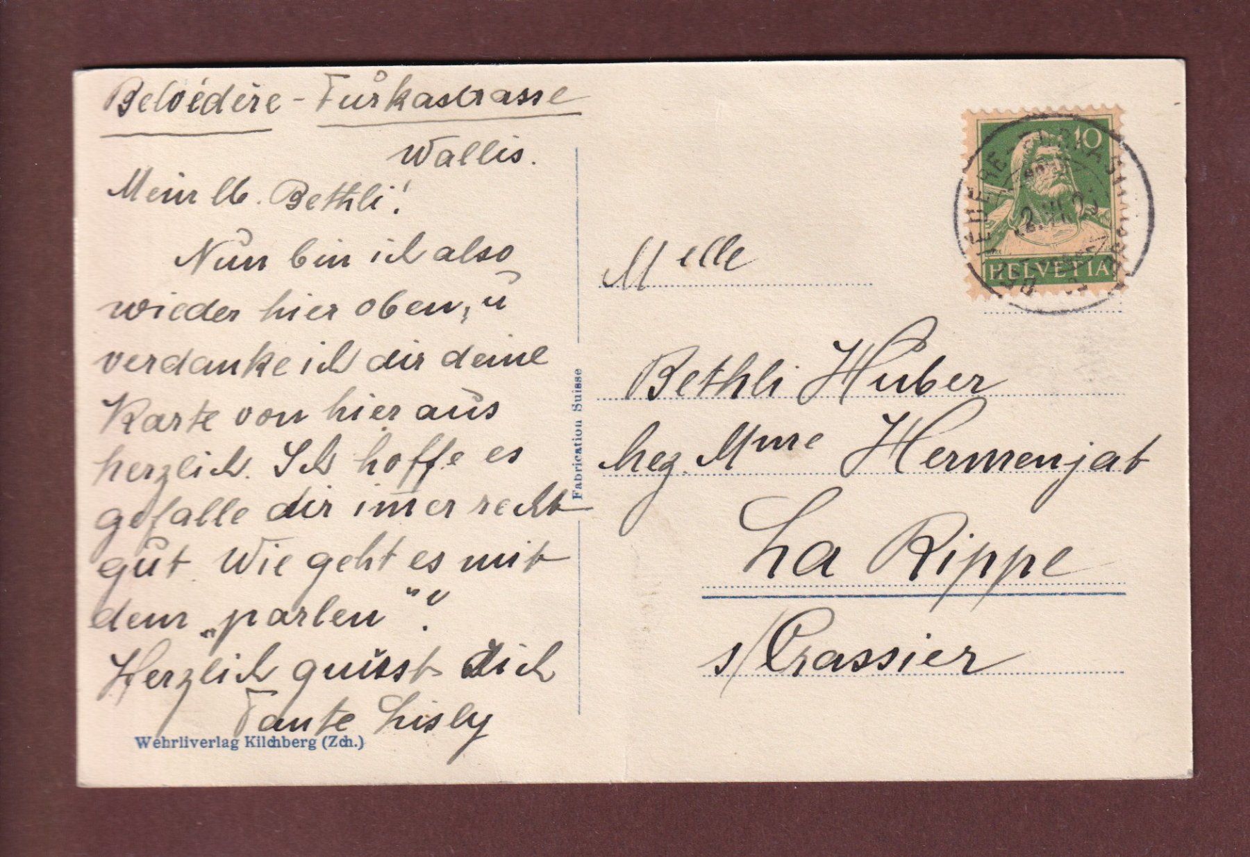 Cartes postales: RHONEGLETSCHER - Absturz - 1925 – D'occasion à Pully par nicecards-shop 1
