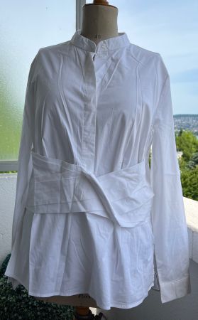Oui Weisse, edle Bluse mit Bindegürtel, Grösse 42