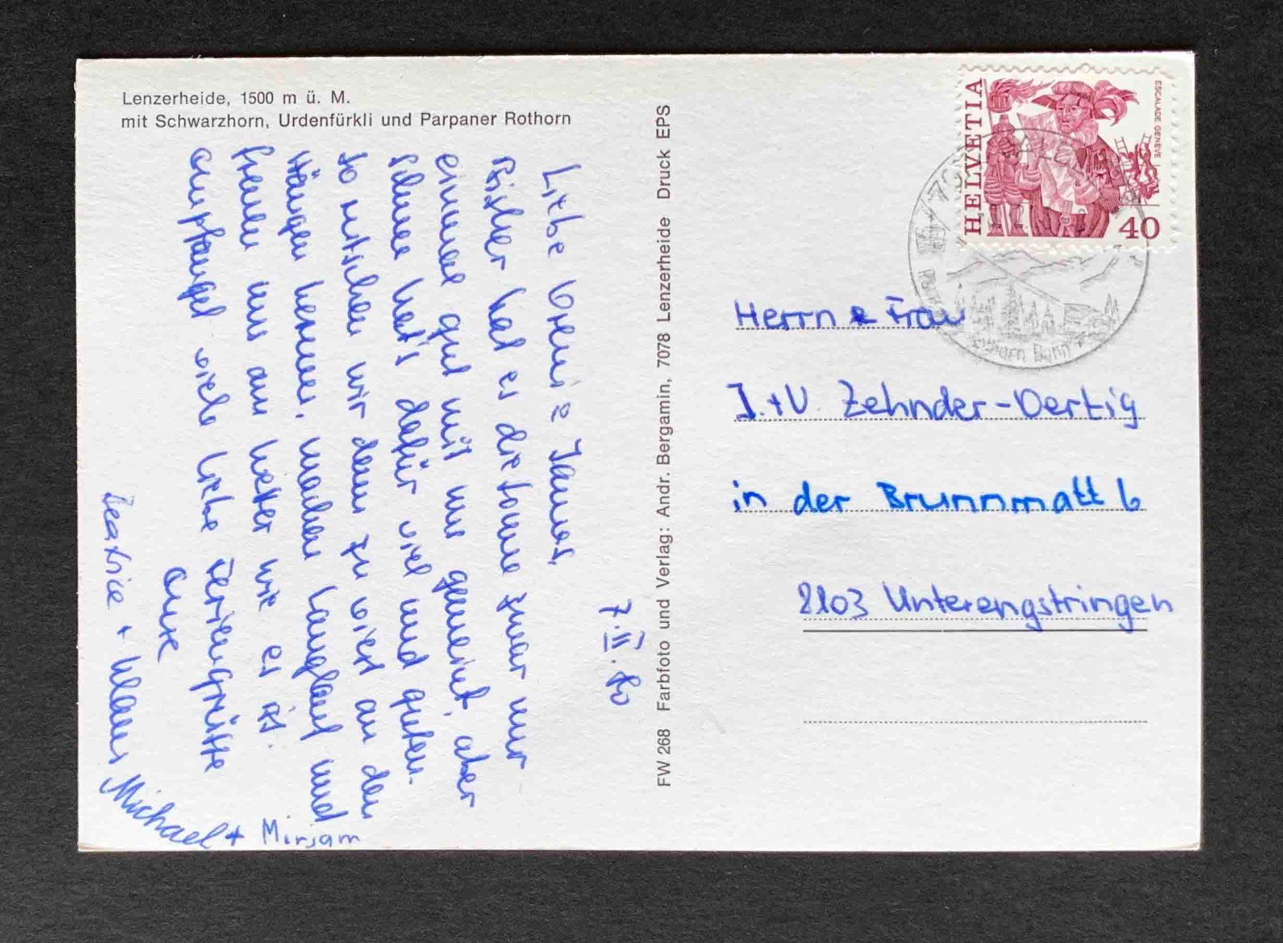Cartoline postali: AK Lenzerheide mit Schwarzhorn Urdenrfürkli – Usato da Goldau venduto da artelier1 1