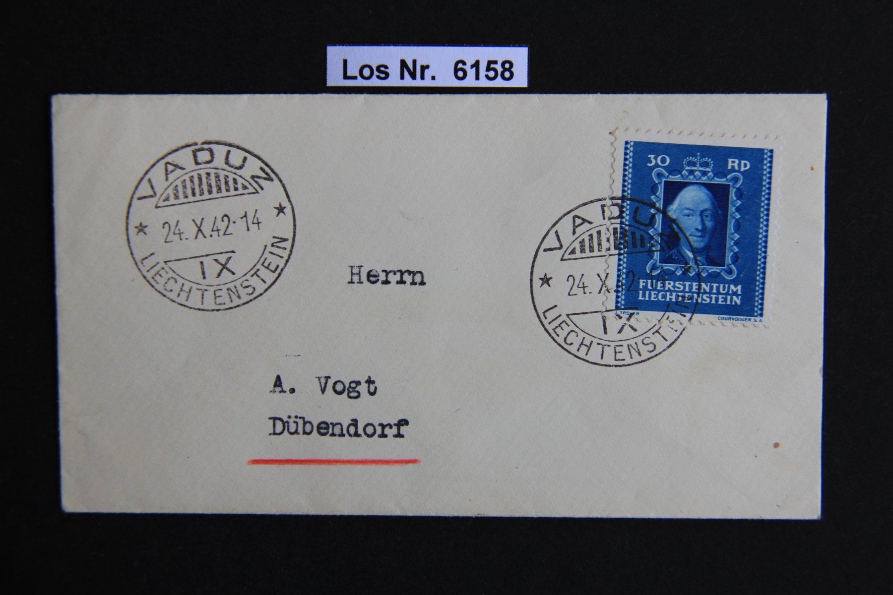 Tutti i francobolli: FL Kleinbrief 1942                                  Los 6158 – Usato da Volken venduto da jukon65