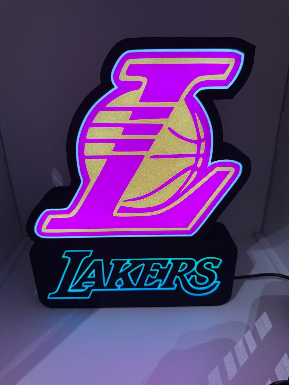 Lampen: Lightbox lampe led Blanc et RGB Lakers – Neu (gemäss Beschreibung) aus Vicques von PAMB3D 7