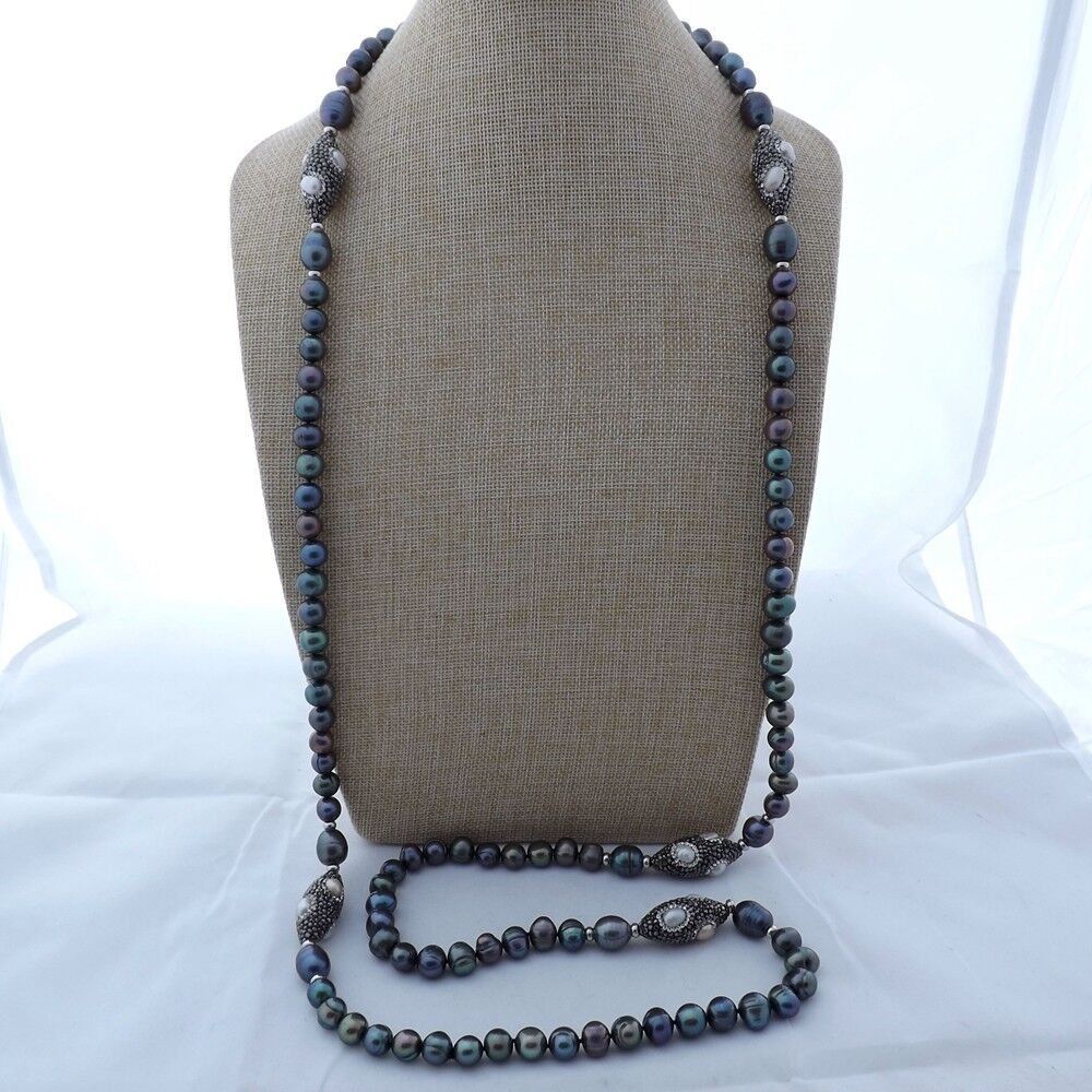 Catenine: Statement 125cm schwarz Perlen Kette Collier Echt Perle Noir – Nuovo (secondo la descrizione) da Prilly venduto da ilyria73 4