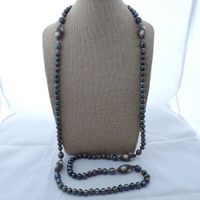Statement 125cm schwarz Perlen Kette Collier Echt Perle Noir