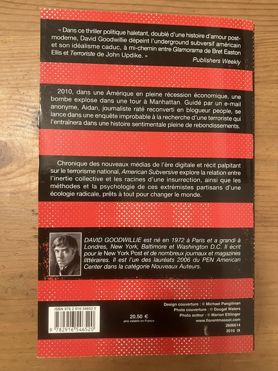 Livres: American subversive (David Goodwillie)  – Neuf (Voir description) à Meyrin par Julien333 1