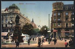 Zürich, Bahnhofstrasse mit Hotel Nation