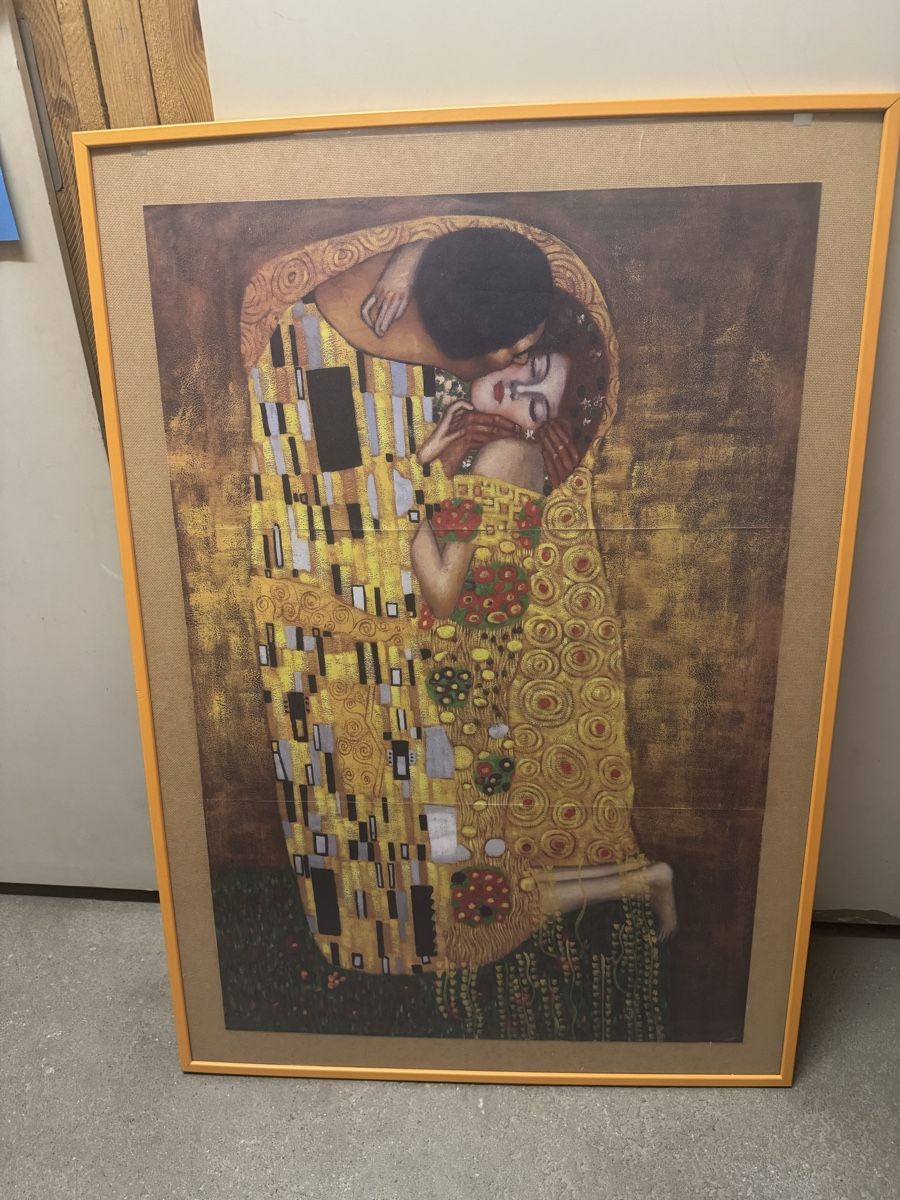 Gemälde: Quadro Klimt "Il Bacio" con cornice arancione – Gebraucht aus Giubiasco von Diams0