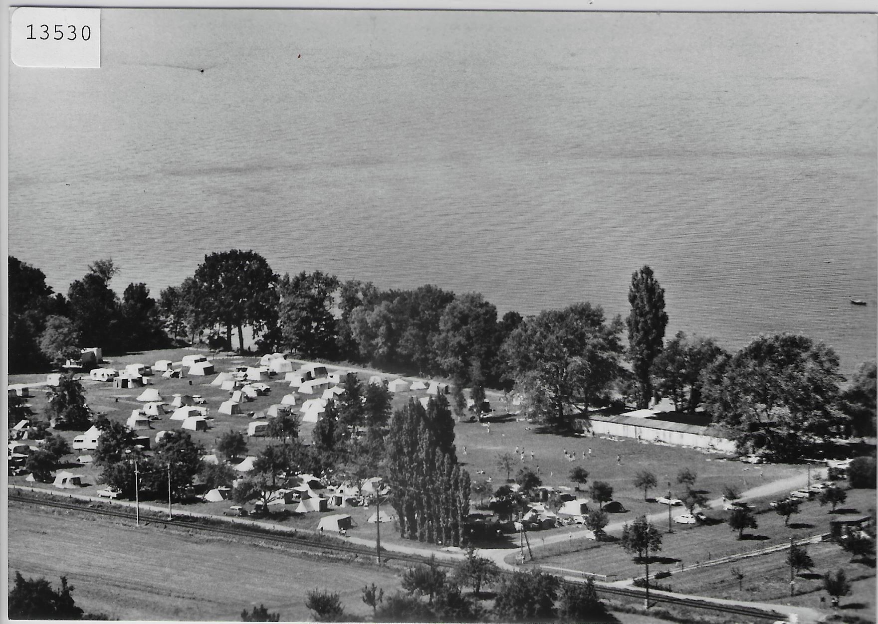 Cartoline postali: Flugaufnahme Strandbad und Camping – Antico da Ettingen venduto da Kartenplanet