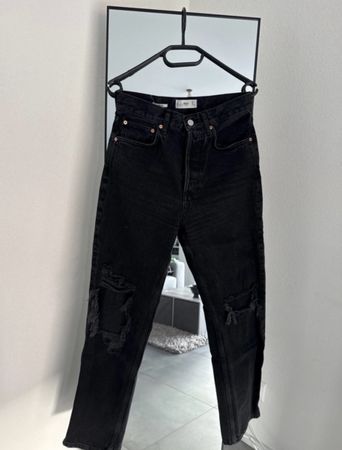 Jean noir Mango Selena taille haute déchiré 36