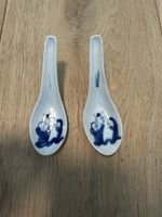 Zwei antike chinesische porzellan Suppenlöffel blau-weiss