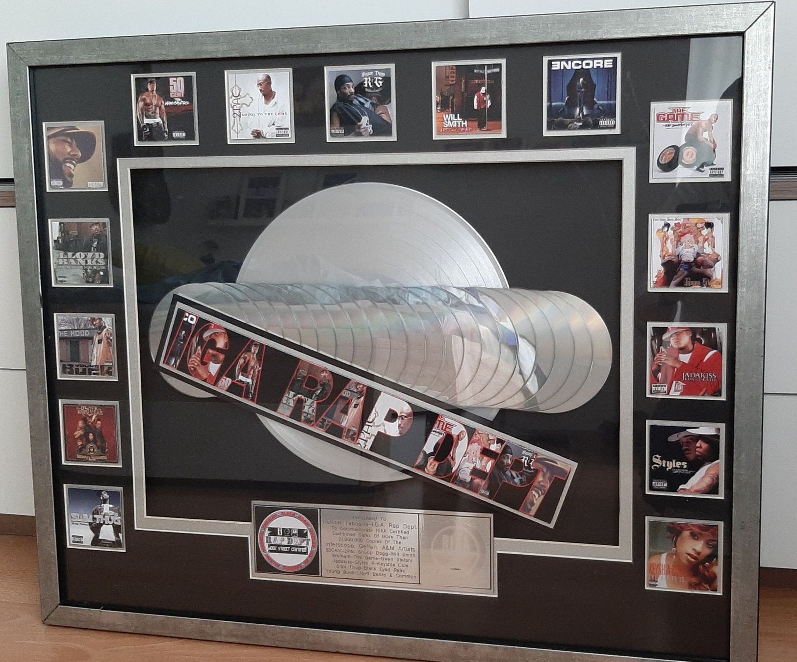 Cornici: RIAA Award Interscope Geffen A&M RAP – Usato da Watt venduto da Tomaf