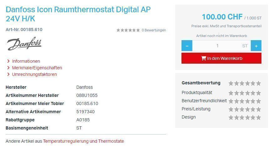Radiatori: Danfoss Icon Raumthermostat 088U1055 – Nuovo e nell'imballaggio originale da Oberwil BL venduto da baleo_BS 2