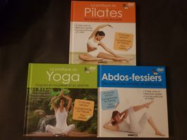 3 livres Pilate + Yoga + Abdos-fessiers