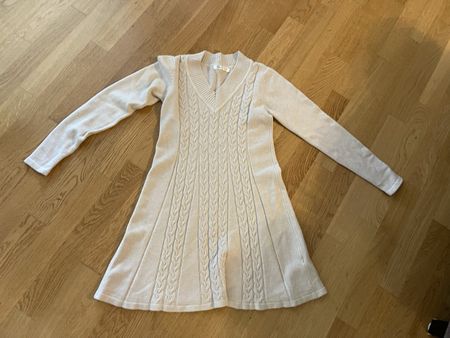 Strickkleid Manko Cashmere Seide Wolle Gr. S beige Zopfmuste