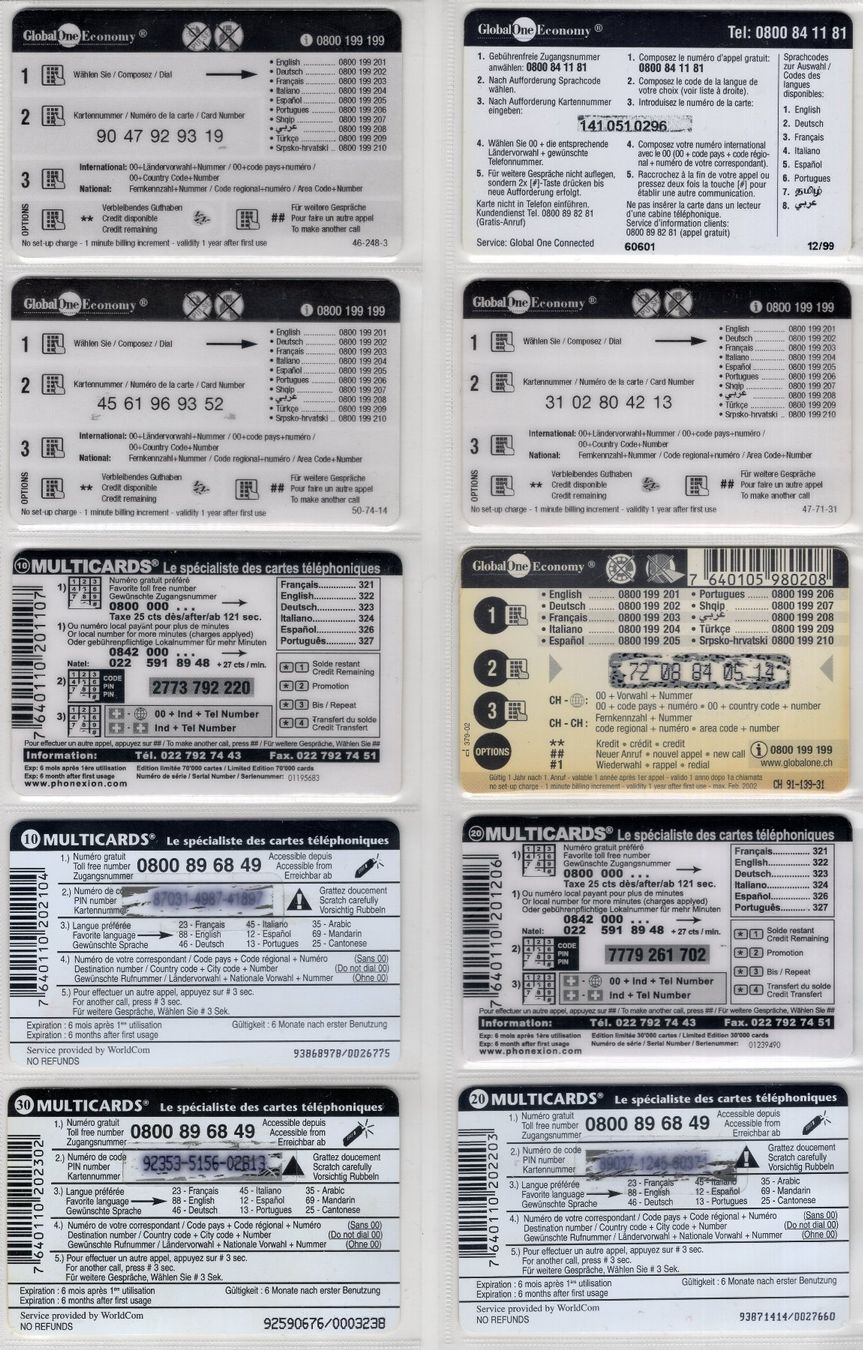 Schede telefoniche: 10 diverse Schweizer Prepaid Telefonkarten – Usato da Eglisau venduto da Chperfins 1