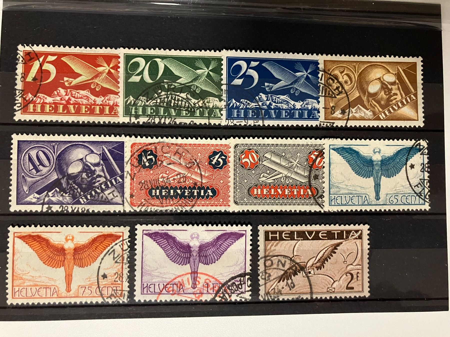 Tutti i francobolli: Flugpost 1923, Kat. 2-13 gestempelt, KP 710.-- – Usato da Würenlos venduto da Eulenpostuhu