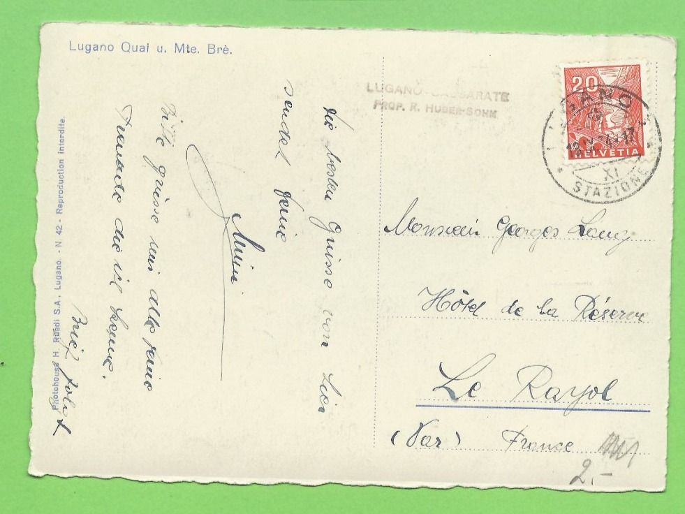 Cartoline postali: Lugano Quai u. Mte. Bré – Usato da Zürich venduto da t24_de 1