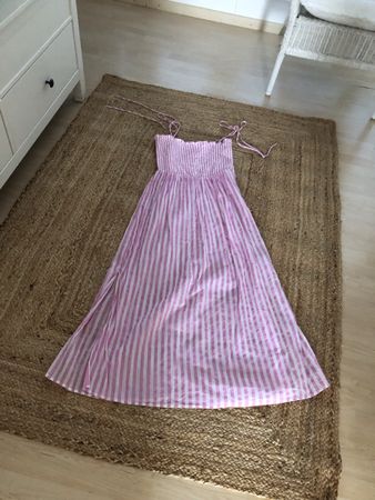 Sommerliches Maxikleid, Rosa/Weiss Gestreift, Gr. S