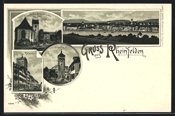 Cartoline postali: Litho Rheinfelden, Oberes Thor, Rathaus, – Usato da Berlin venduto da bartko-reher