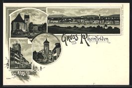 Litho Rheinfelden, Oberes Thor, Rathaus,