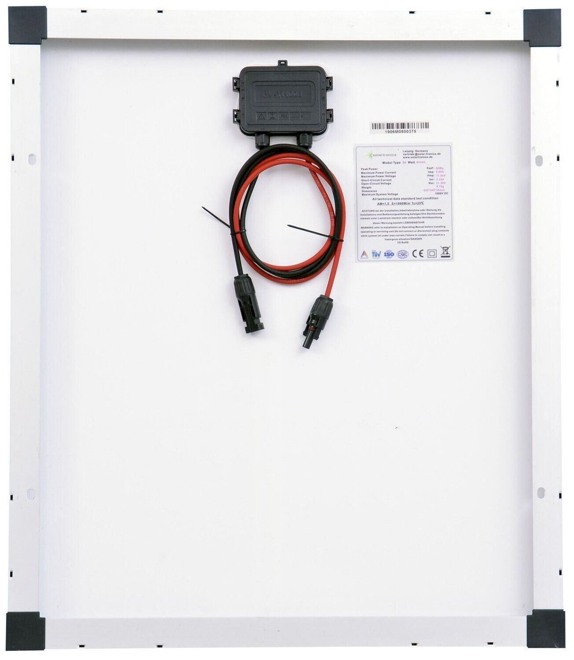 Dispositivi a energia solare: 2x Mono Solarpanel 50W 630x545x35mm – Nuovo e nell'imballaggio originale da Bottighofen venduto da zaap 2
