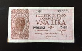 ITALIA, LUOGOTENENZA, BIGLIETTO DI STATO, 1 LIRA, 23.11.1944
