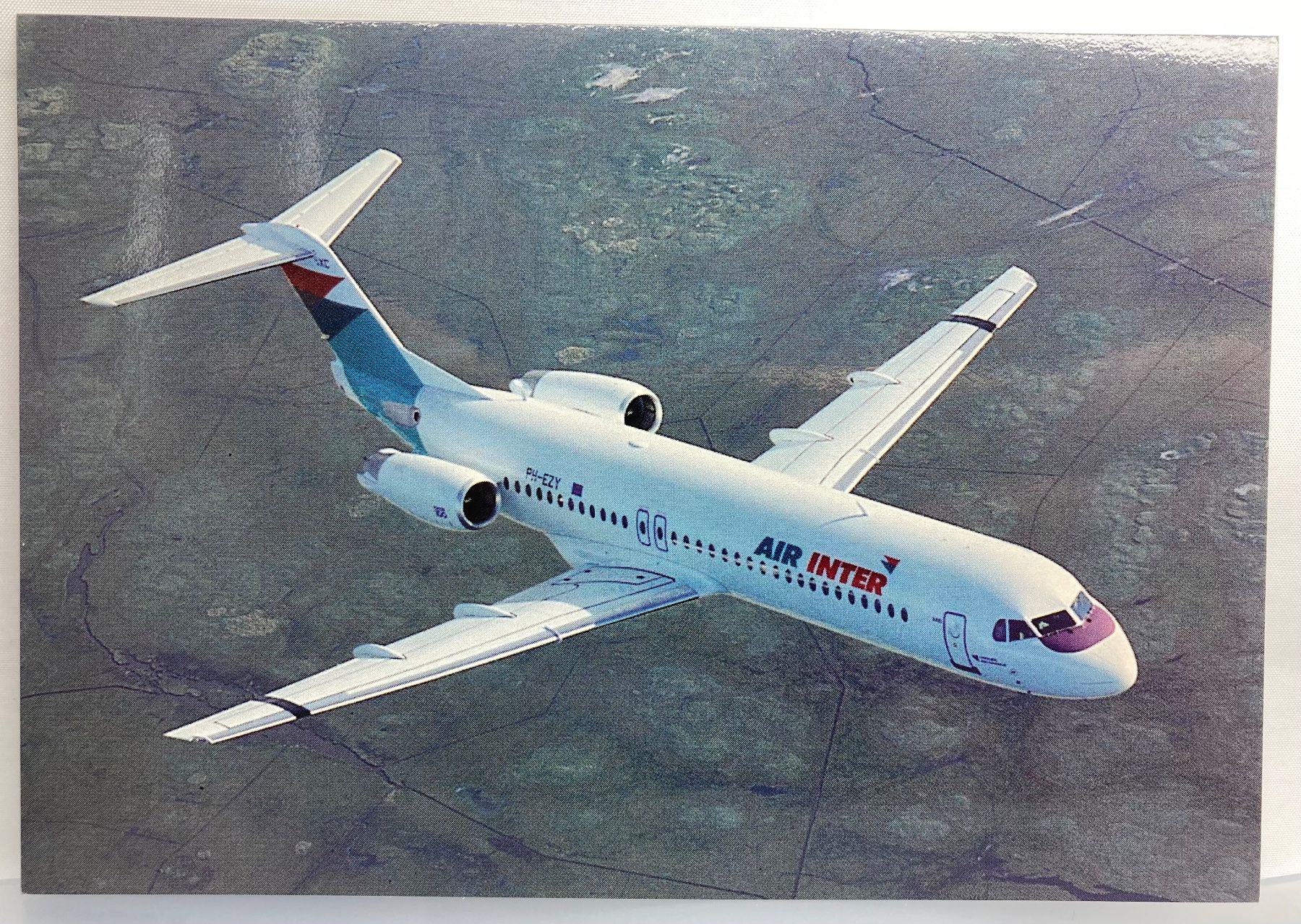 Cartoline postali: Postcard Fokker 100 Air Inter – Usato da Lugano venduto da sel_x7bg