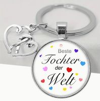 SCHLÜSSELANH. "BESTE TOCHTER D.WELT" LEGIERUNG,GLAS,NEU