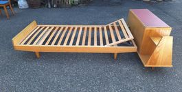 Vintage Bett mit Bettkasten helles Holz, 50er/ 60er Jahre