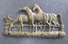 Hakenleiste, Tuchhalter, Schlüsselbrett, Messing Pferdemotiv