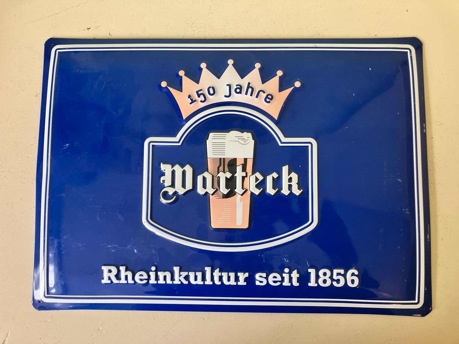 Schilder: Blechschild Warteck 150 Jahre – Gebraucht aus Basel von djwwpp