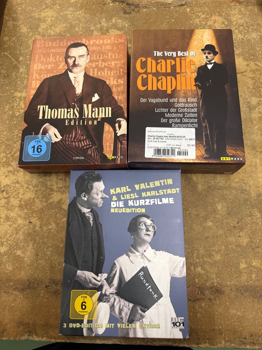 Alle DVDs: Charlie Chaplin, Thomas Mann & Karl Valentin DVD – Gebraucht aus Pratteln von Cartonsducoeur_bl