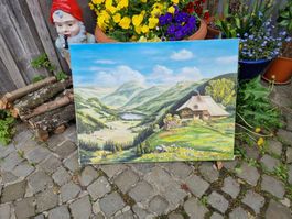 Landschaft Gemälde, signiert Mario Lucchesi, 1971,Top!