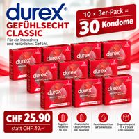 Durex Gefühlsecht Classic – 30 Kondome | 10 × 3er-Pack