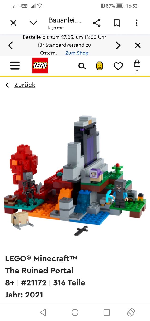 Lego Giocattoli: MINECRAFT DAS ZERSTÖRTE PORTAL – Usato da Pratteln venduto da ThereseZ