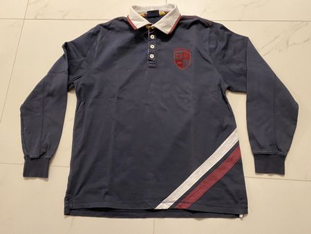 McGregor Poloshirt langarm XL, dunkelblau mit weiss bordeaux