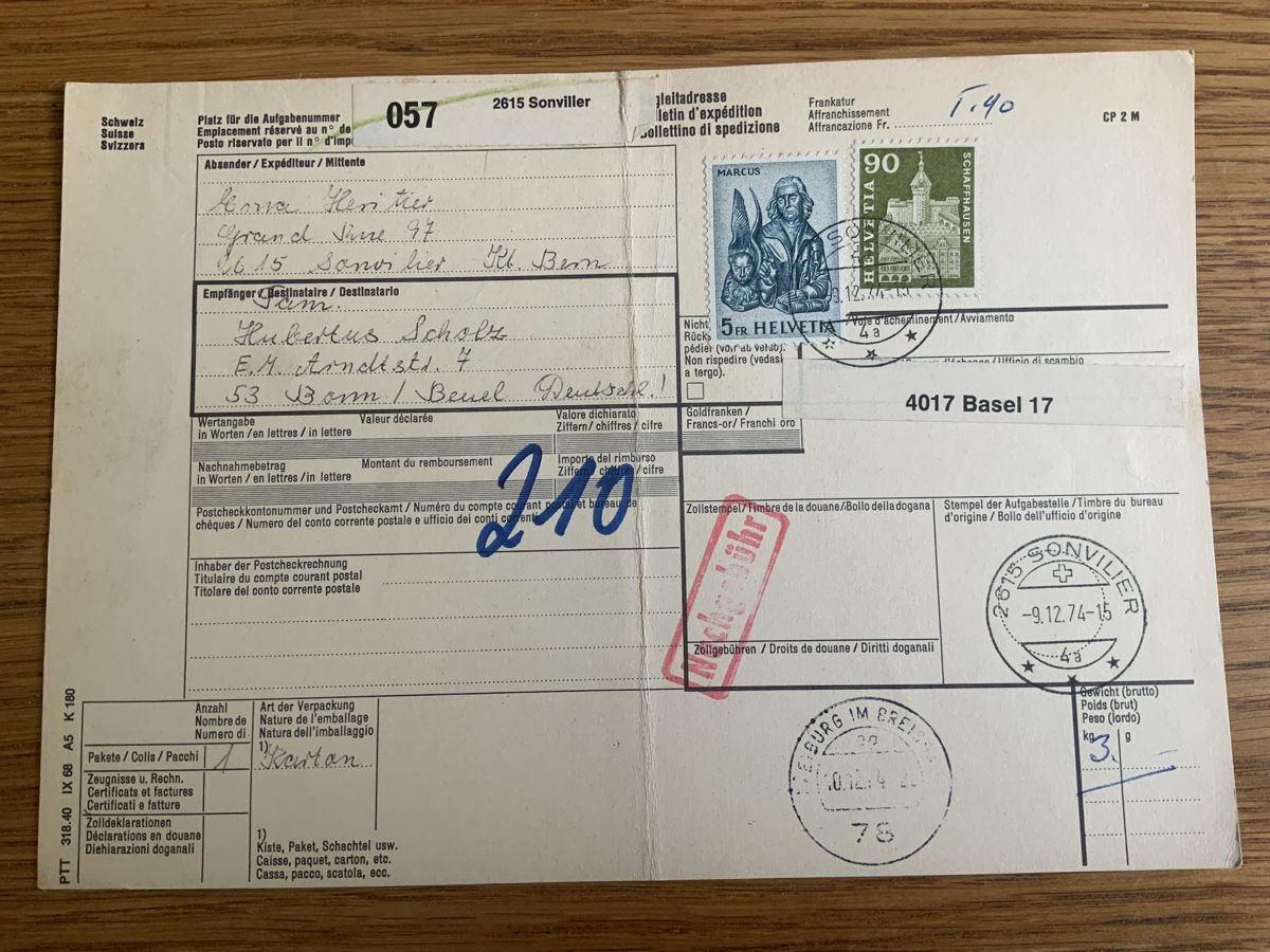 Alle Briefmarken: Sonvillier – Gebraucht aus Binningen von chr_cr5n