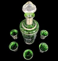 💚Likörservice Venedig – Grünes Glas mit Silberauflage! ✨🍸