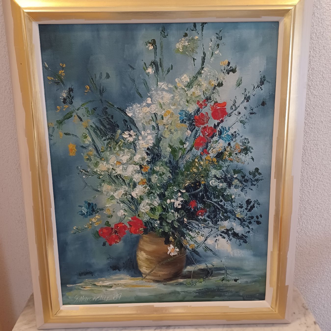 Foto & Immagini: Wandbild , Ölbild mit Rahmen , Blumenmotiv – Usato da Waldkirch venduto da Fantasia-101