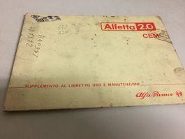 ALFA ROMEO ALFETTA 2.0 CEM SUPPLEMENTO USO MANUTENZIONE